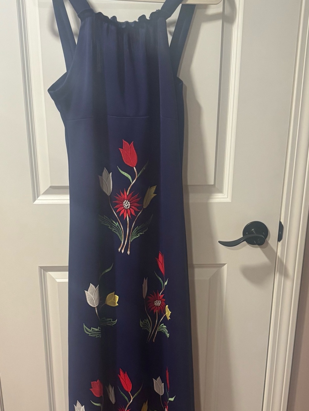 Vintage Floral Embroidered Maxi Dress - Sleeveless